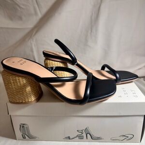 A New Day Black and Tan Heeled Sandals